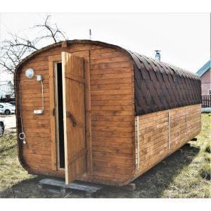 Баня квадро-бочка ComfortProm 4 метра с печным узлом и предбанником